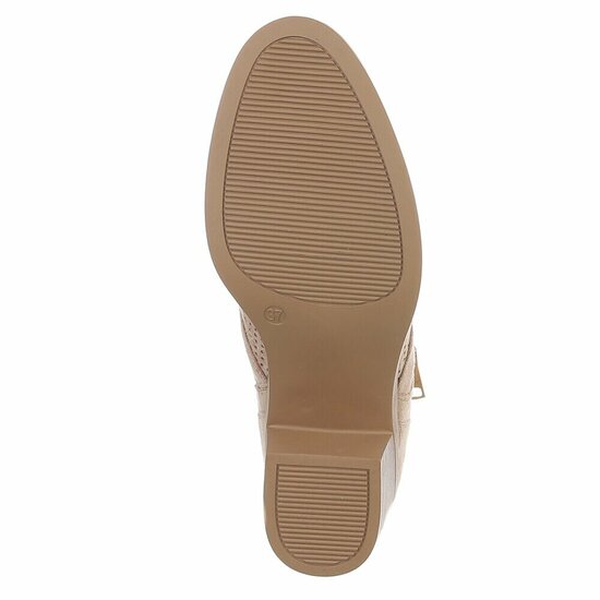 Beige suede enkellaarsje Bodille met cut out design