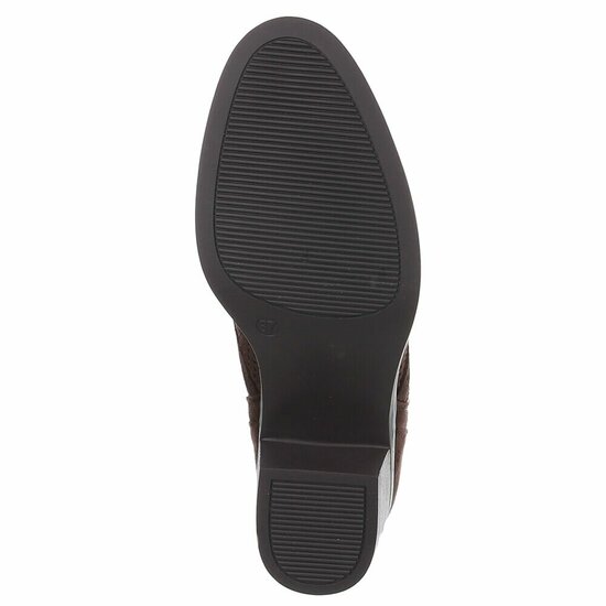 Bruin suede enkellaarsje Bodille met cut out design