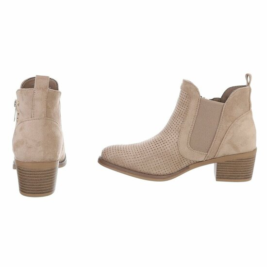 Kaki bruin suede enkellaarsje Bodille met cut out design