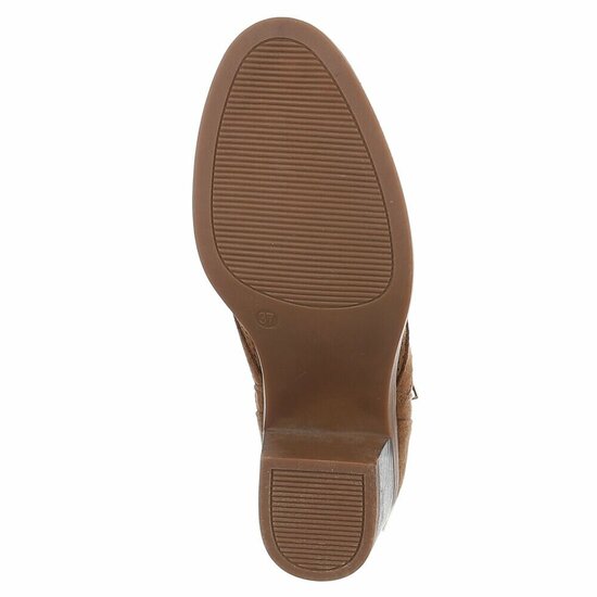 Licht bruin suede enkellaarsje Bodille met cut out design