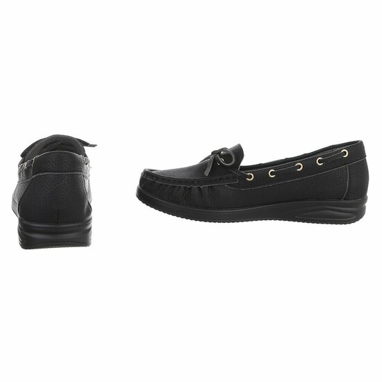 Zwarte mocassin Mindy met strikdetail