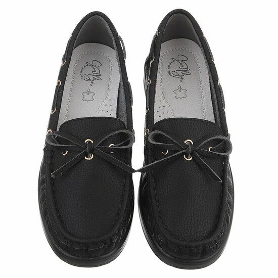 Zwarte mocassin Mindy met strikdetail