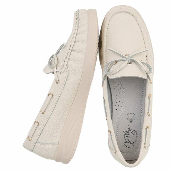 Beige mocassin Mindy met strikdetail