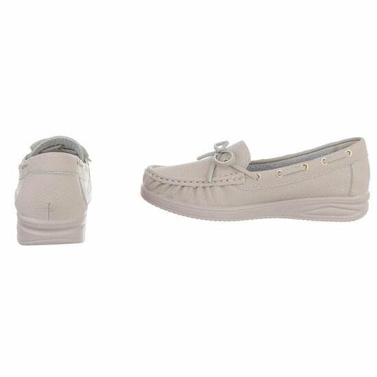 Kaki bruine mocassin Mindy met strikdetail