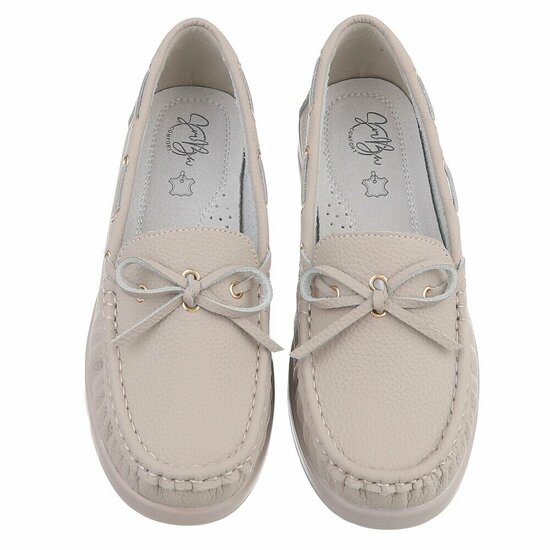 Kaki bruine mocassin Mindy met strikdetail