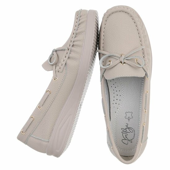 Kaki bruine mocassin Mindy met strikdetail