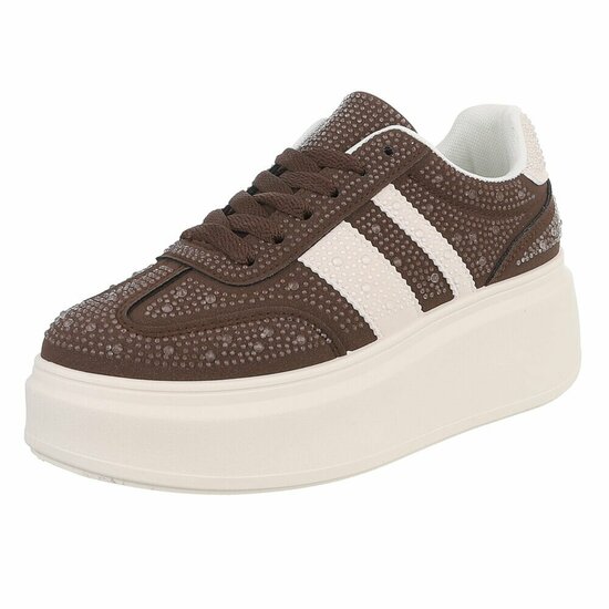 Bruine lage sneaker met wedge zool Doris