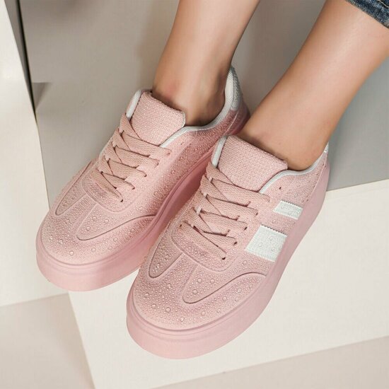 Rose lage sneaker met wedge zool Doris