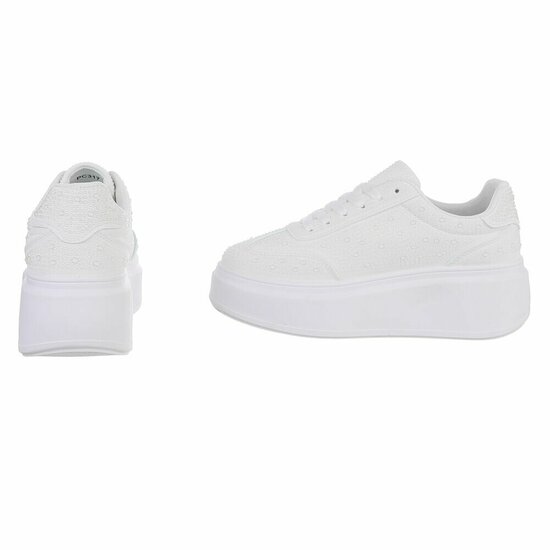 Witte lage sneaker met wedge zool Doris