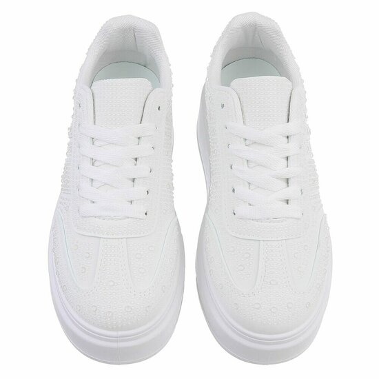 Witte lage sneaker met wedge zool Doris