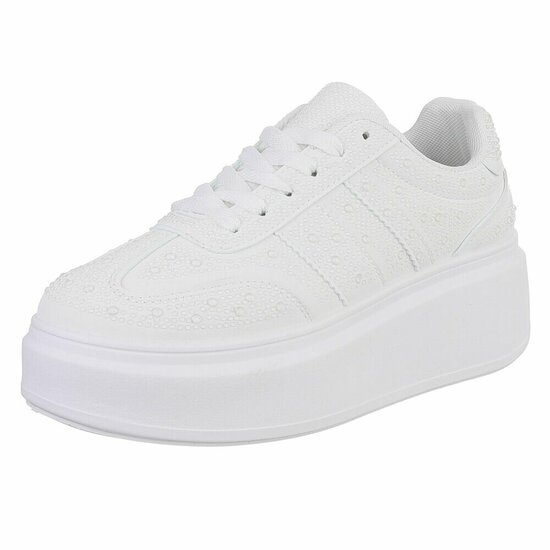 Witte lage sneaker met wedge zool Doris