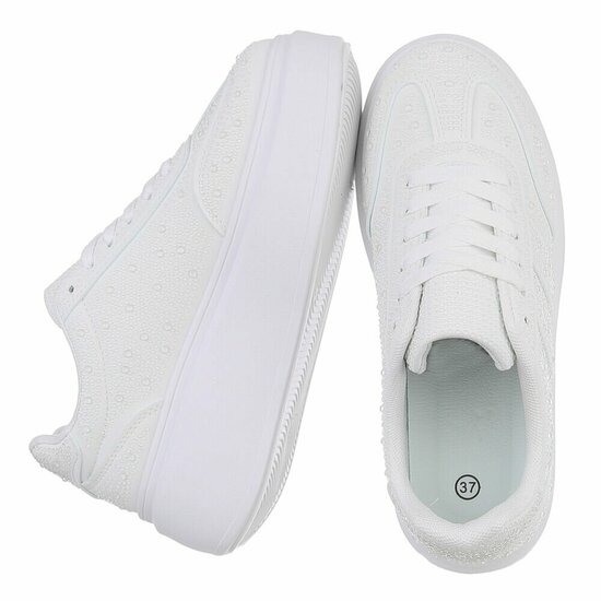 Witte lage sneaker met wedge zool Doris