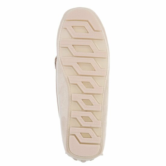 Beige suede mocassin Nadine met decoratie