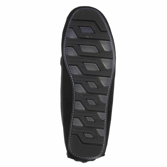 Zwarte suede mocassin Nadine met decoratie