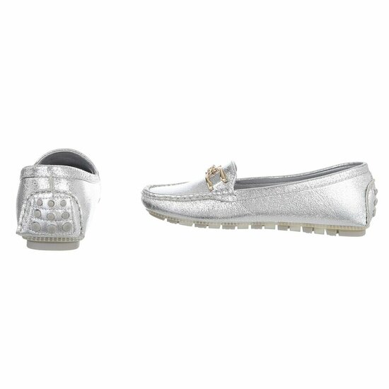 Zilveren mocassin Nadine met decoratie