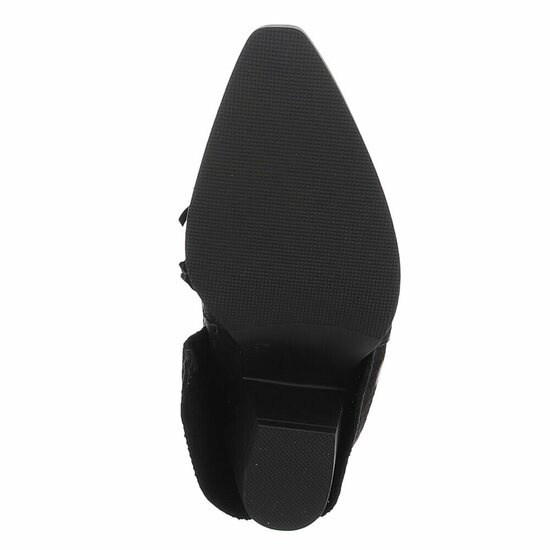 Zwarte suède laars met perforaties en goudkleurige gesp Milou