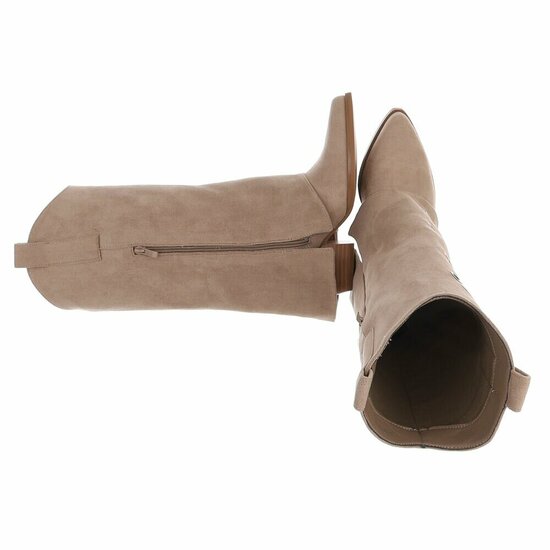 Kaki bruine suède biker-western laars Cibella met decoratieve ringen