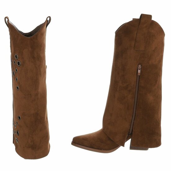 Licht bruine suède biker-western laars Cibella met decoratieve ringen