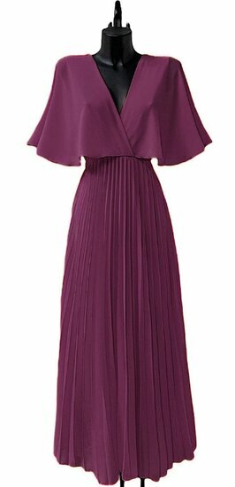 Elegante purperen maxi plisse jurk 