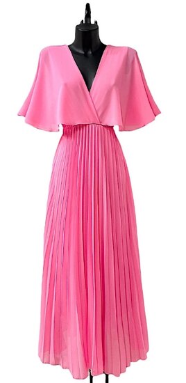 Elegante rose maxi plisse jurk 