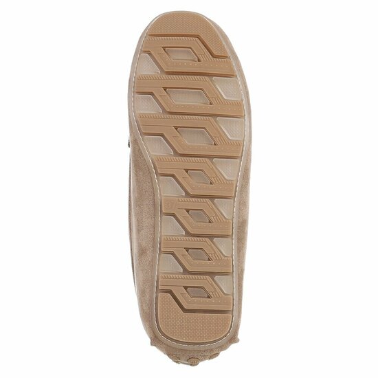 Kaki bruine suede mocassin Cora met gouden decoratie