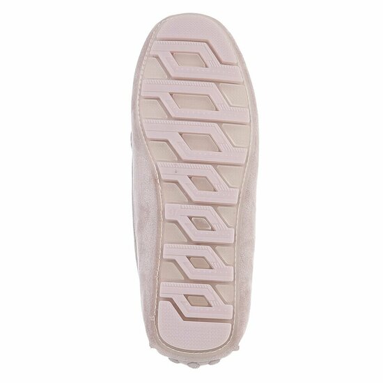 Grijze suede mocassin Cora met gouden decoratie