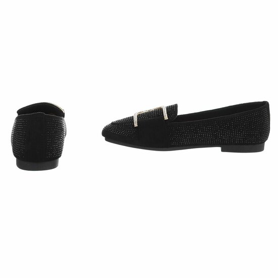 Zwarte elegante mocassin Cristina met gouden decoratie