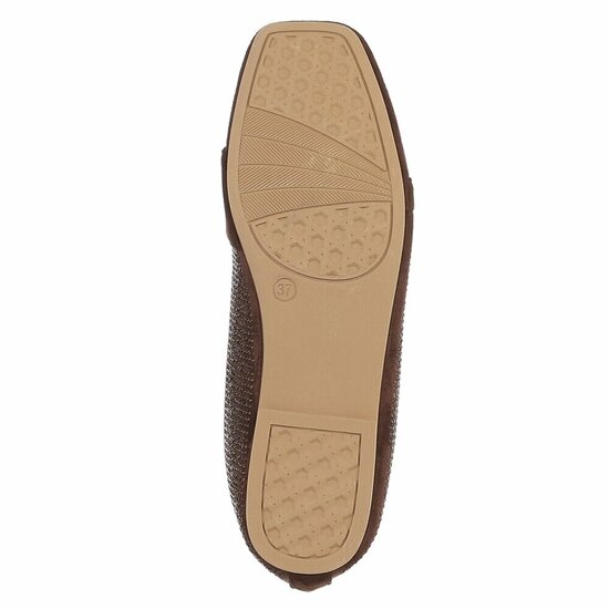 Coffee bruine elegante mocassin Cristina met gouden decoratie