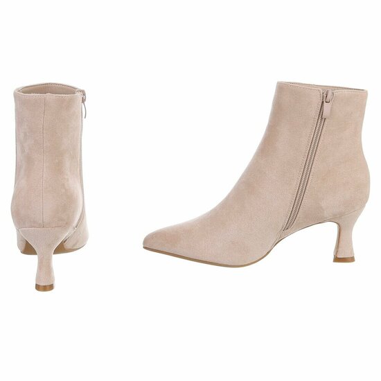 Beige daimen enkellaarsje Adiva