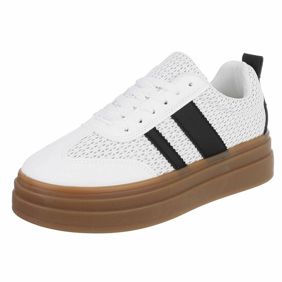 Witte platform sneakers Clauvie met zwart detail