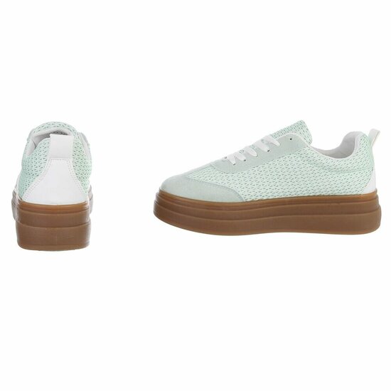 Groene platform sneakers Clauvie met wit detail