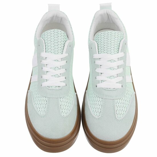 Groene platform sneakers Clauvie met wit detail