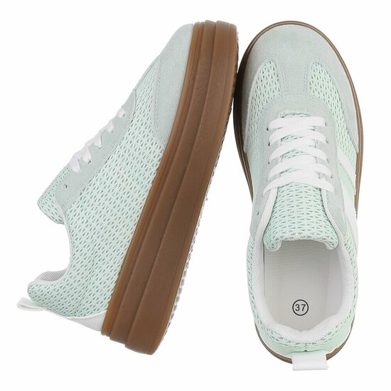 Groene platform sneakers Clauvie met wit detail