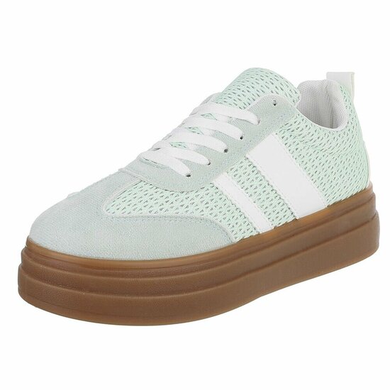 Groene platform sneakers Clauvie met wit detail
