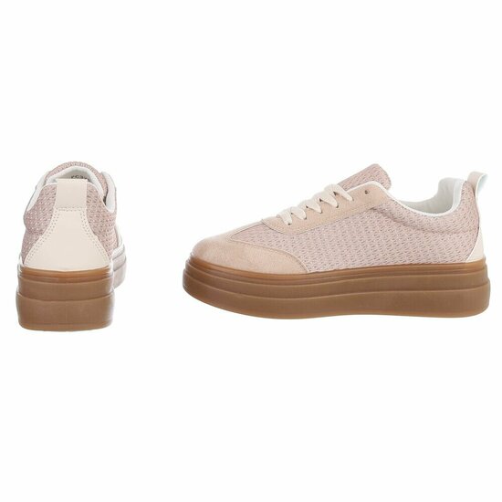 Kaki bruine platform sneakers Clauvie met beige detail
