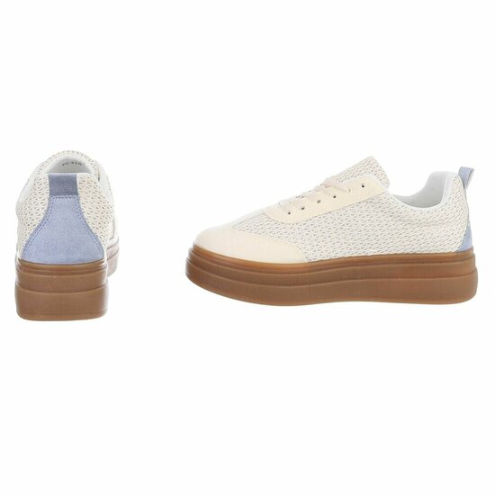 Gele platform sneakers Clauvie met blauw detail