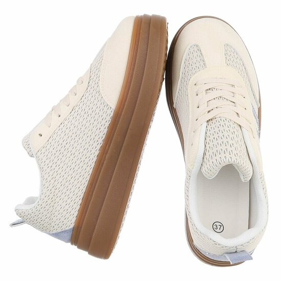 Gele platform sneakers Clauvie met blauw detail