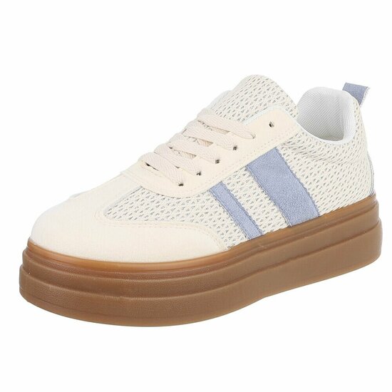 Gele platform sneakers Clauvie met blauw detail