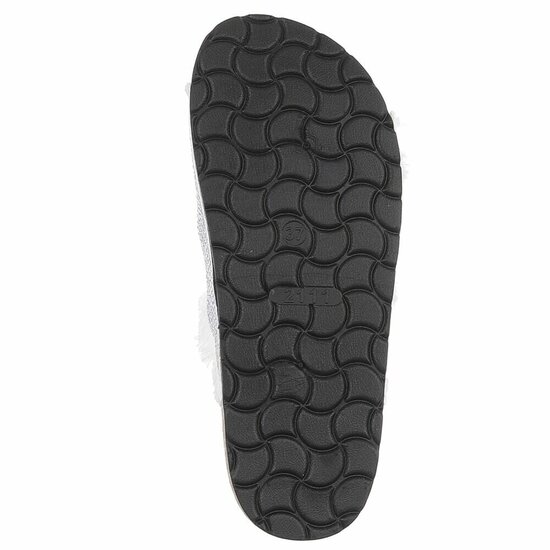 Witte denim slippers Claire met strass gespen