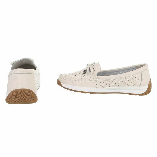 Beige comfort mocassins met strikdetail Cires