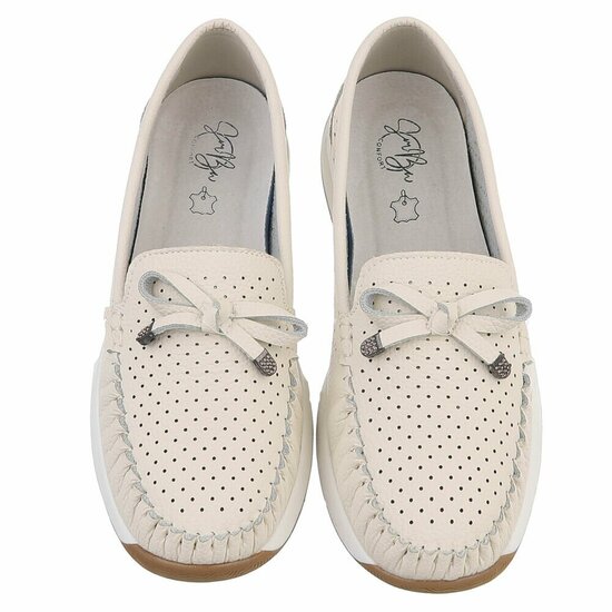 Beige comfort mocassins met strikdetail Cires