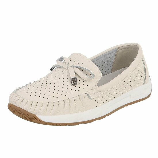 Beige comfort mocassins met strikdetail Cires