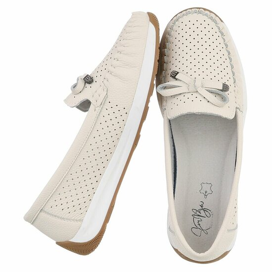 Beige comfort mocassins met strikdetail Cires