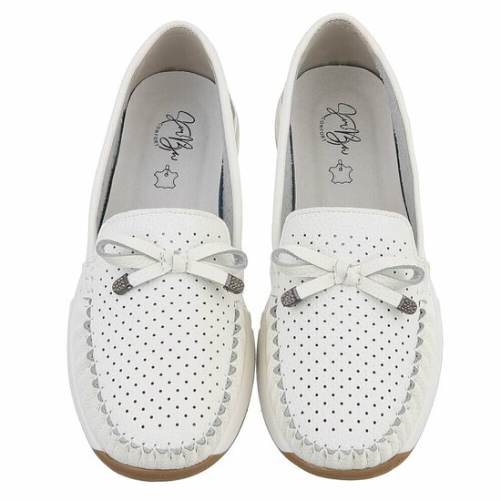 Witte comfort mocassins met strikdetail Cires