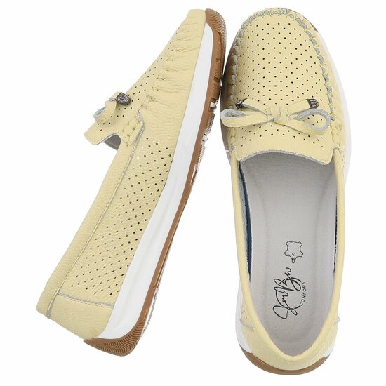 Gele comfort mocassins met strikdetail Cires