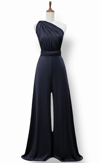 Trendy donker blauwe multy way armloze jumpsuit 