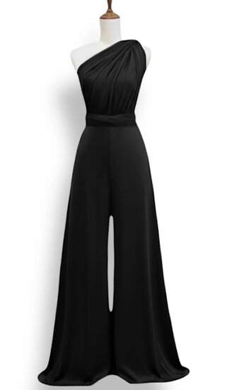Trendy zwarte multy way armloze jumpsuit 