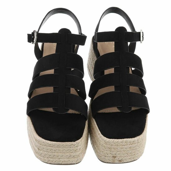 Zwarte plateau sandalen Cecili met gevlochten zool