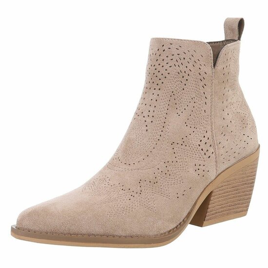 Kaki bruin daimen western-biker enkellaarsje Betsie   