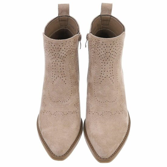 Kaki bruin daimen western-biker enkellaarsje Betsie   